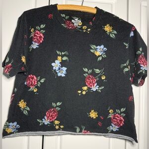 Hollister Black Crop Top with Floral Design